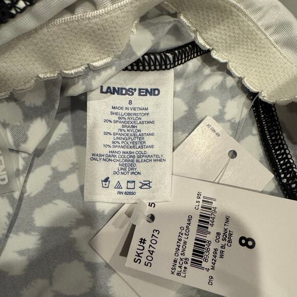 Lands End Womens Black Snow Leopard Print Underwire Tankini Swim Suit Top Size 8 - Picture 8 of 9
